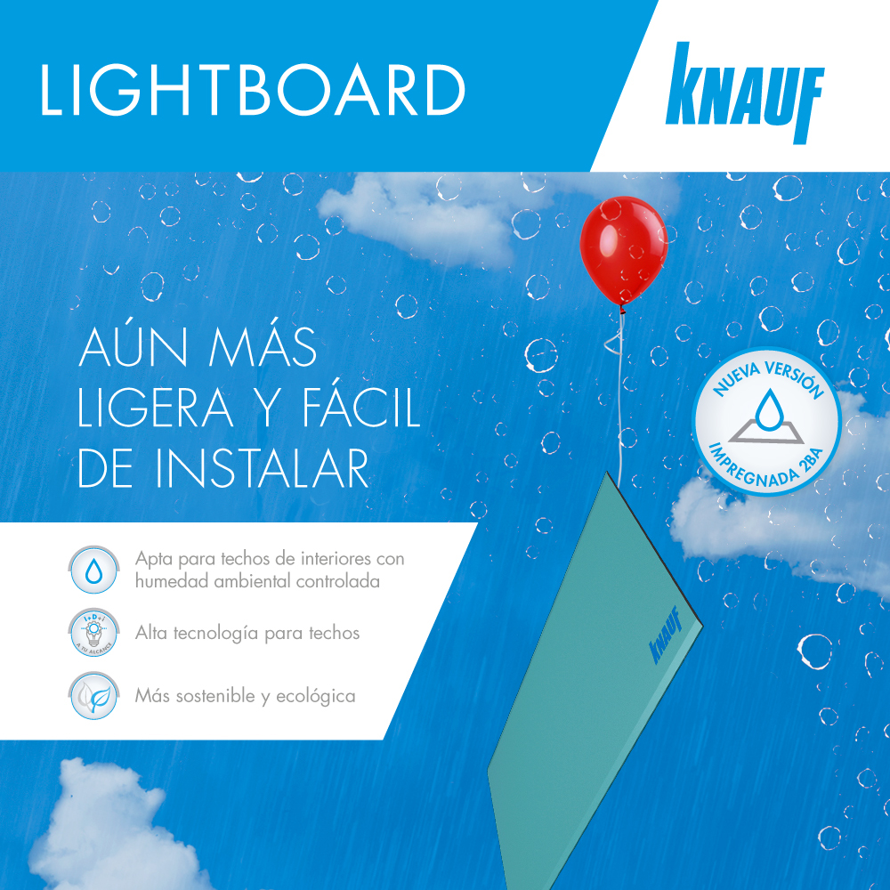Knauf lanza la versión impregnada de su nueva placa para techos más ligera y sostenible